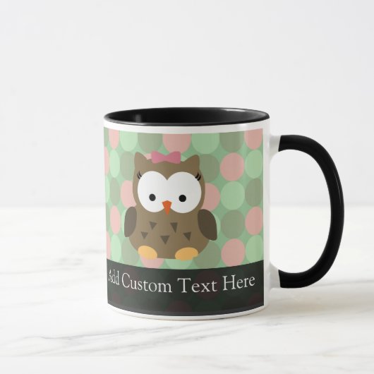 Mug Chouette Brown mignonne avec bow rose (Droite)