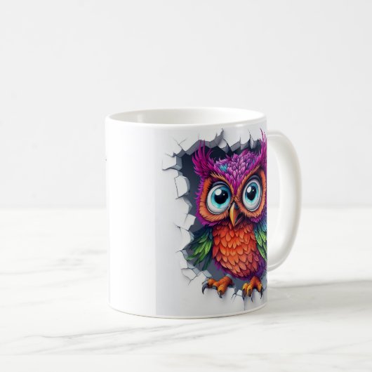 Mug Chouette Cartoonisante Apparaissant À Travers Un M (Devant droit)