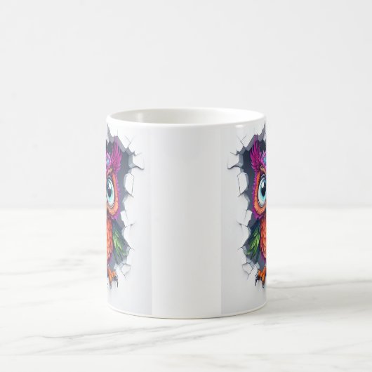 Mug Chouette Cartoonisante Apparaissant À Travers Un M (Centre)