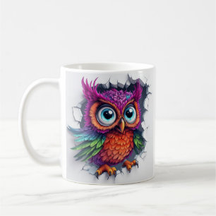 Mug Chouette Cartoonisante Apparaissant À Travers Un M