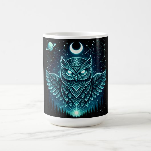 Mug Chouette céleste – Galaxie faunique de la sagesse  (Centre)