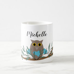 Mug Chouette Coeur Bleu Cute Sur Branche Personnalisée