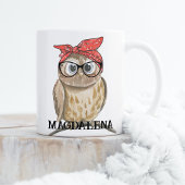 Mug Chouette Cool mignonne en lunettes et Bandana roug