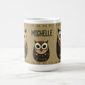 Mug Chouette d'art populaire Brown noire Nom personnal (Centre)