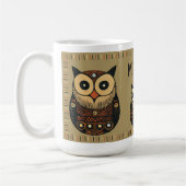 Mug Chouette d'art populaire Brown noire Nom personnal (Gauche)