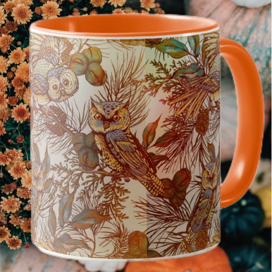 Mug Chouette d'automne chute vintage