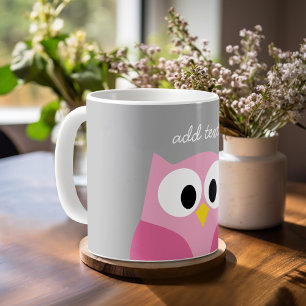 Mug Chouette de dessin mignonne - Nom personnalisé ros