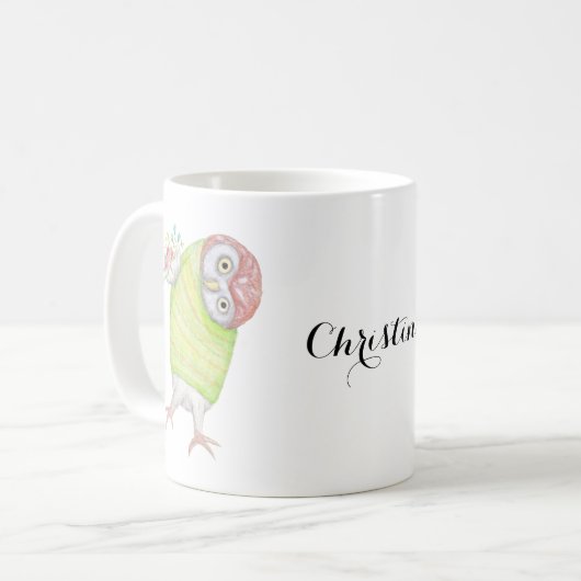 Mug Chouette de la Saint Valentin aux fleurs (Devant gauche)