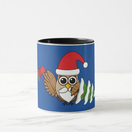 Mug Chouette de Noël avec renard et pin (Centre)
