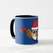 Mug Chouette de Noël avec renard et pin (Devant gauche)