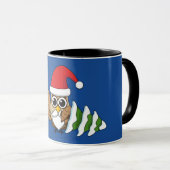 Mug Chouette de Noël avec renard et pin (Devant droit)
