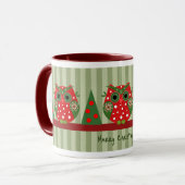 Mug Chouette de Noël mignonne et texte personnalisé (Devant gauche)