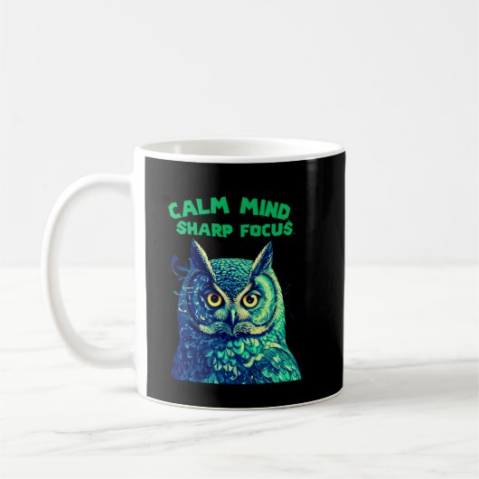 Mug Chouette de pleine conscience à l'esprit calme et  (Gauche)
