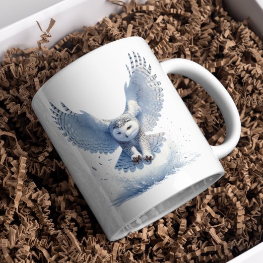Mug Chouette des neiges au milieu d'une houle en aquar