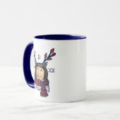 Mug Chouette d'hiver à plaid festif Caractère photo Fê (Devant gauche)