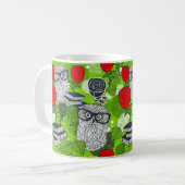 Mug Chouette en roses rouges (Devant gauche)