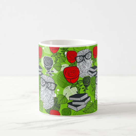 Mug Chouette en roses rouges (Centre)