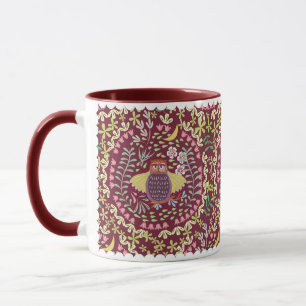 Mug Chouette folk Vin rouge