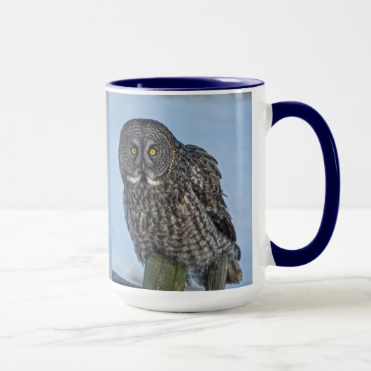 Mug Chouette grise assise et rapace de la faune de la (Droite)