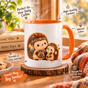Mug Chouette Hérisson avec Automne Coloré. Automne