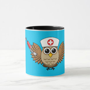 Mug Chouette infirmière mignonne avec dessin à la seri