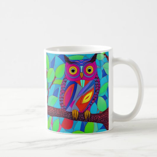 Mug Chouette lunaire aux plumes colorées (Droite)