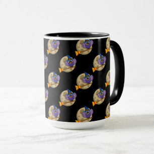 Mug Chouette magicienne de dessin animé volant sur un