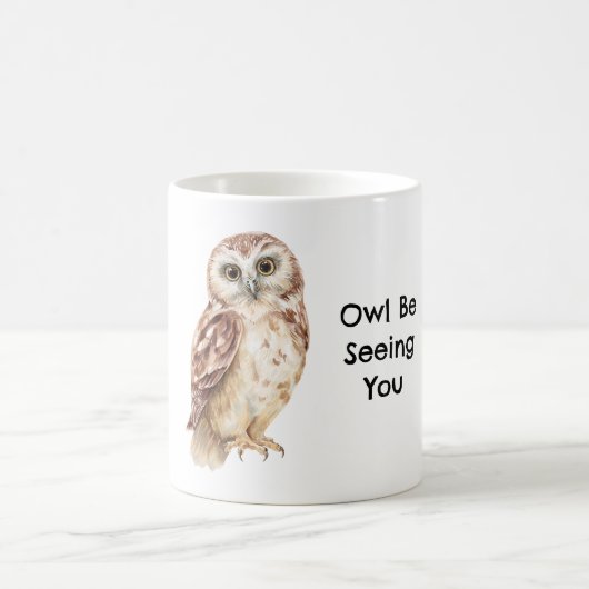 Mug Chouette marron crème vous verra (Centre)