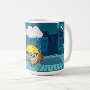 Mug Chouette mignonne avec parapluie le jour de la plu