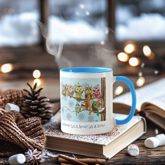 Mug Chouette mignonne Snowflakes d'hiver