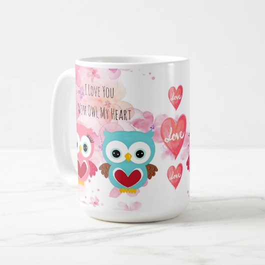 Mug Chouette mignonne toujours vous aimer (Devant gauche)