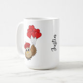 Mug Chouette mignonne volant avec des ballons de coeur (Devant gauche)