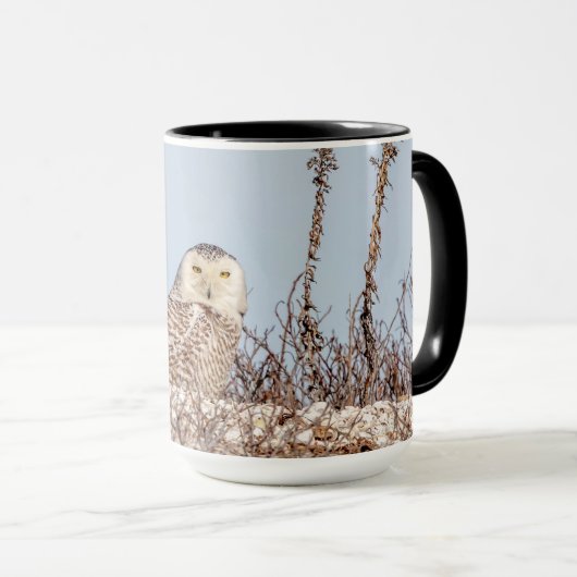 Mug Chouette neige assise sur la plage (Devant droit)