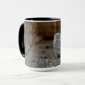 Mug Chouette neige assise sur un rocher (Devant gauche)