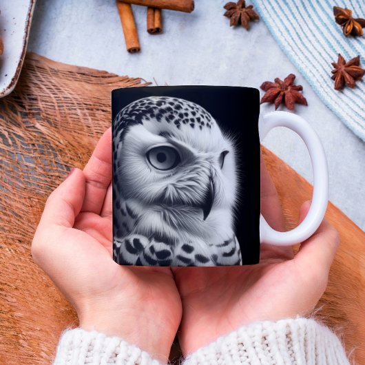 Mug Chouette neige en noir et blanc