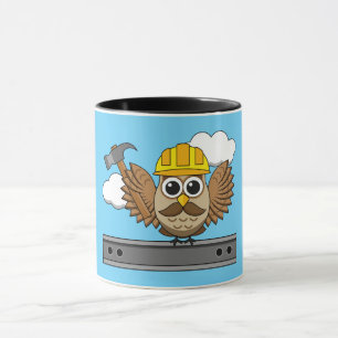 Mug Chouette ouvrière de construction mignonne avec de