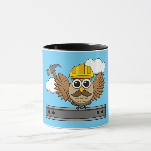 Mug Chouette ouvrière de construction mignonne avec de (Centre)