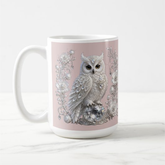 Mug Chouette Perle de Cristal Blanc (Gauche)