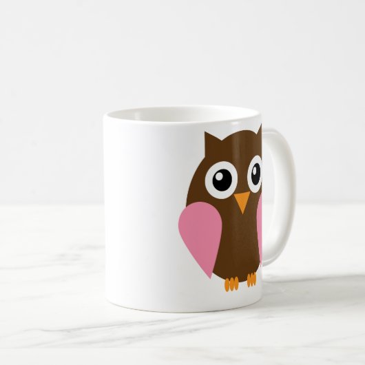 Mug Chouette rose (Devant droit)