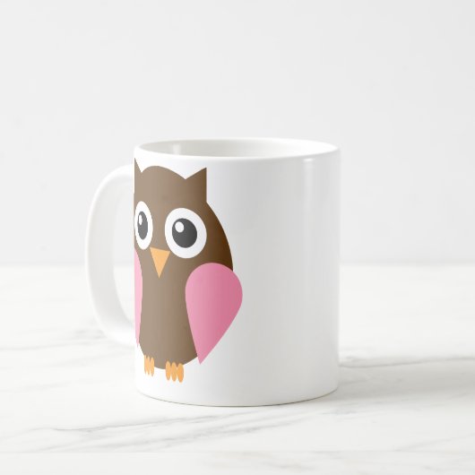 Mug Chouette rose (Devant gauche)