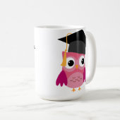 Mug Chouette rose avec bouchon à capuchon (Devant droit)