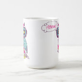 Mug Chouette rose chaude colorée rétro-colorée (Centre)