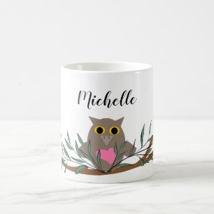 Mug Chouette rose Cute Sur Le Nom De Branche