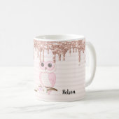 Mug Chouette rose douce Parties scintillant (Devant droit)