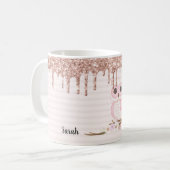 Mug Chouette rose douce Parties scintillant (Devant gauche)