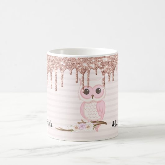 Mug Chouette rose douce Parties scintillant (Centre)