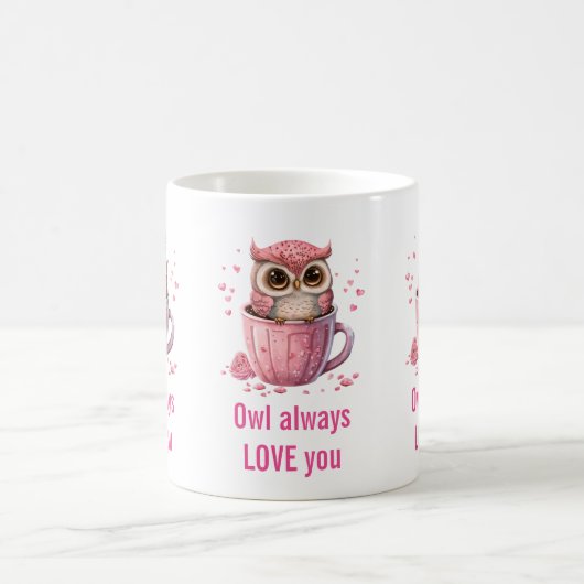 Mug Chouette rose mignonne dans une pelote amusante (Centre)