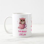 Mug Chouette rose mignonne dans une pelote amusante (Gauche)