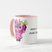 Mug Chouette Rose Mignonne (Tasse Chouette) Modifiable (Devant gauche)