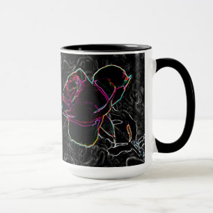 Mug Chouette rouge et violet Rose de néon cachée sur n
